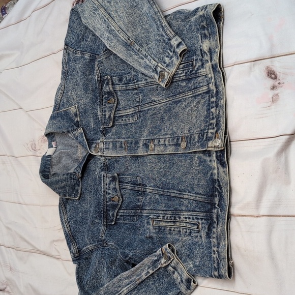 Vintage Acid Wash 80s Denim Jacket Ford Motocraft Racing size XL Made In The USA - Picture 4 of 10